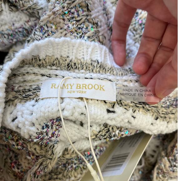 NWT Ramy Brook Cara Sequin Halter Neck Crochet Knit Bodycon Midi Dress - Large - Picture 10 of 16